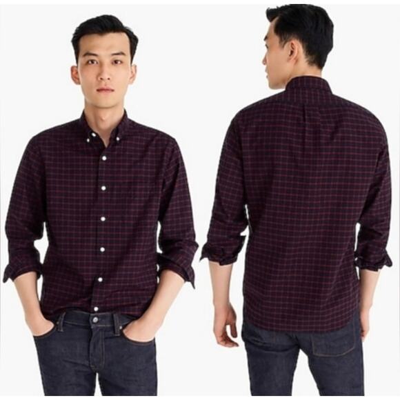 J Crew Blue Red Windowpane Plaid Check Oxford Button Down Shirt Pima Cotton XS - Picture 1 of 10